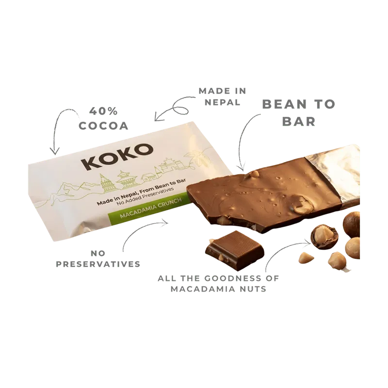 KOKO 70% Macadamia Crunch Chocolate