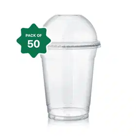 Transparent Plastic Take Away Cups and Lids (50 pcs) - Vhandar