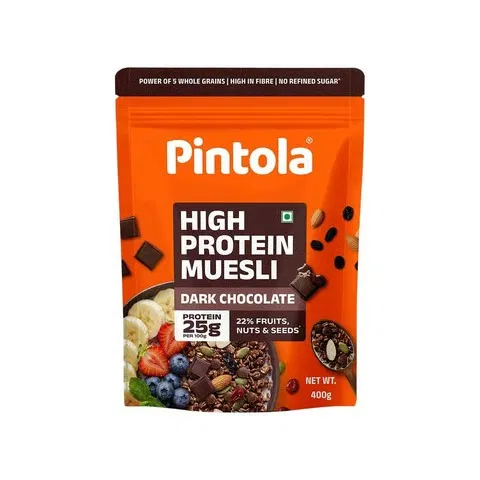 Pintola High Protein Muesli With Dark Chocolate and Cranberry 24g Protein, No Refined Sugar